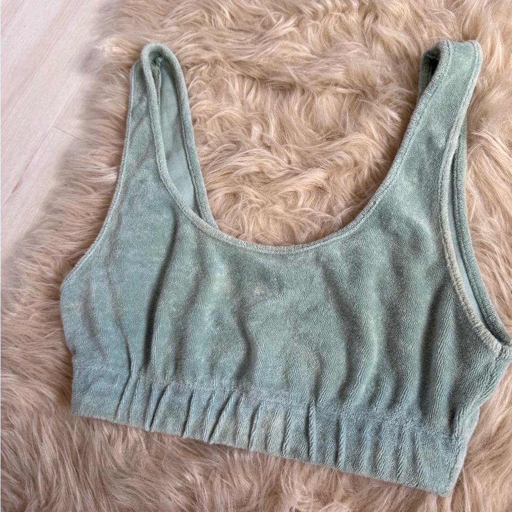 Zara Mint Green Terry Cloth Crop Top